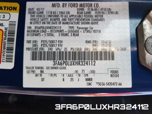 3FA6P0LUXHR324112 фото 2