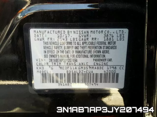 3N1AB7AP3JY207494 фото 2