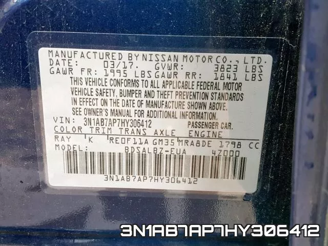 3N1AB7AP7HY306412 фото 2