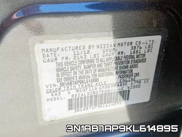 3N1AB7AP9KL614895 фото 2