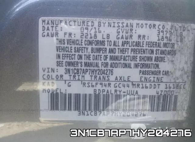 3N1CB7AP7HY204276 фото 10