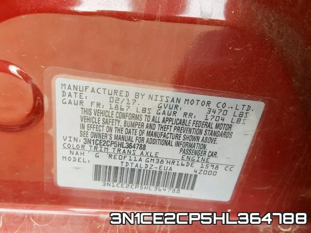 3N1CE2CP5HL364788 фото 2