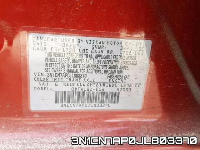 3N1CN7AP0JL803370 фото 2