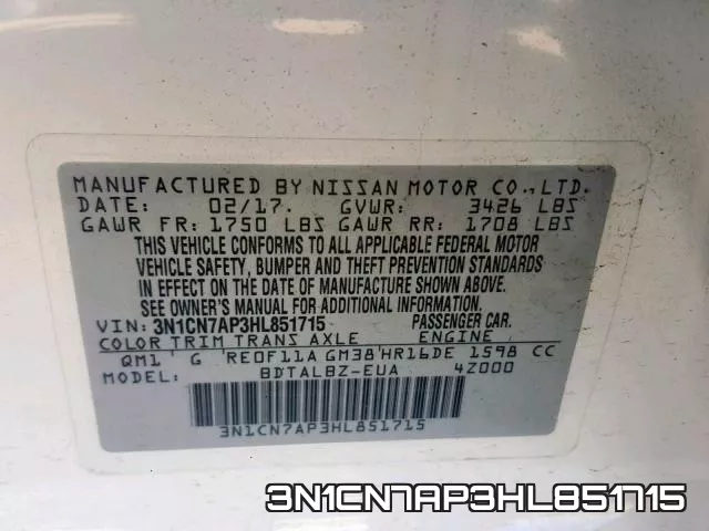 3N1CN7AP3HL851715 фото 2