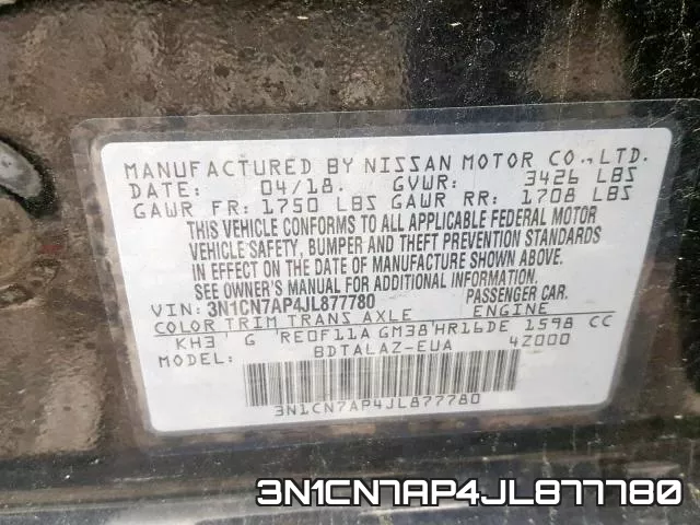 3N1CN7AP4JL877780 фото 2