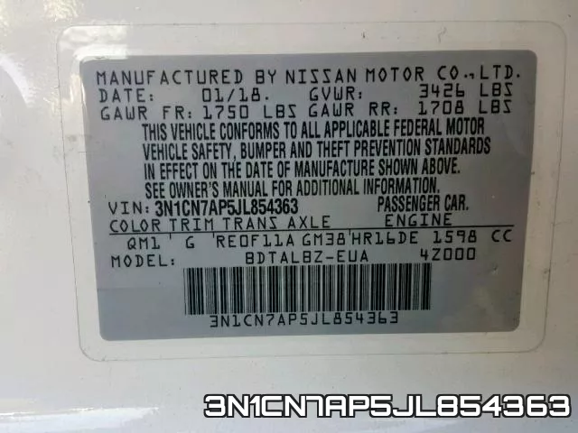 3N1CN7AP5JL854363 фото 2
