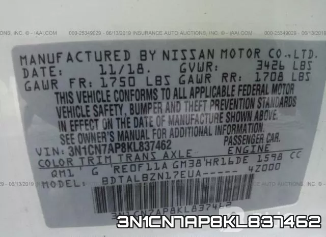 3N1CN7AP8KL837462 фото 10