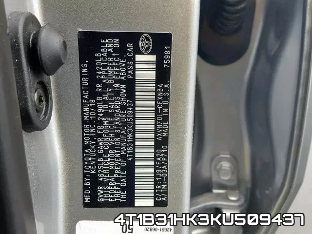4T1B31HK3KU509437 фото 2