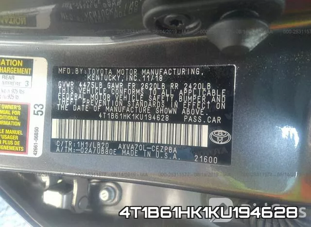 4T1B61HK1KU194628 фото 10