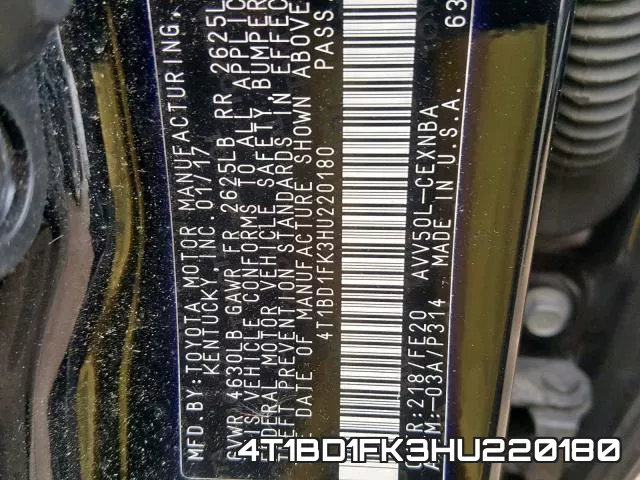4T1BD1FK3HU220180 фото 2