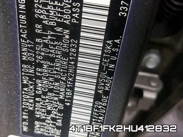 4T1BF1FK2HU412832 фото 2