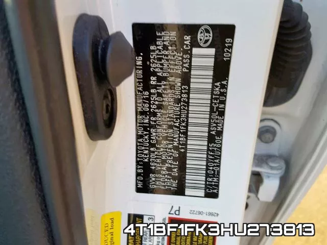 4T1BF1FK3HU273813 фото 2