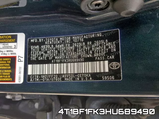 4T1BF1FK3HU689490 фото 2
