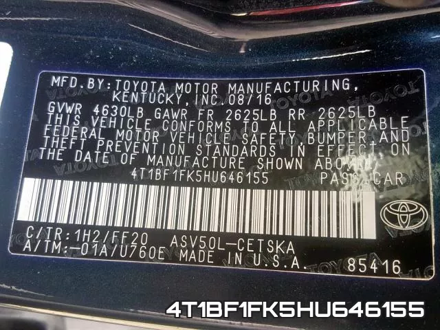 4T1BF1FK5HU646155 фото 2