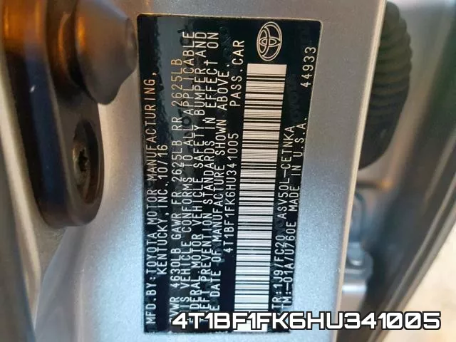 4T1BF1FK6HU341005 фото 2