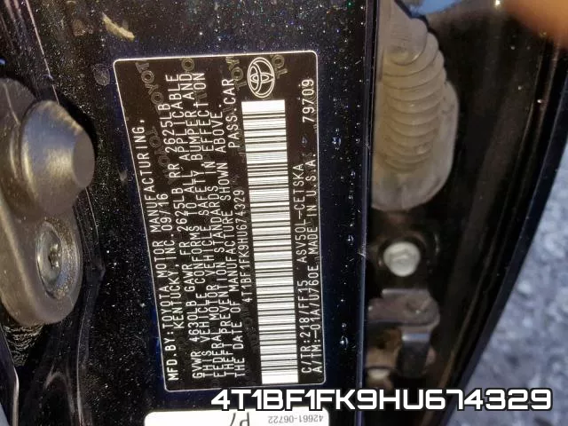 4T1BF1FK9HU674329 фото 2