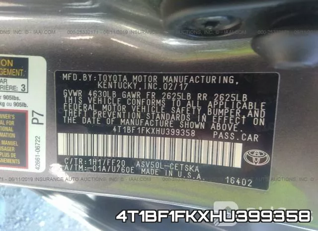 4T1BF1FKXHU399358 фото 10