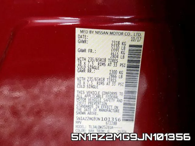 5N1AZ2MG9JN101356 фото 2