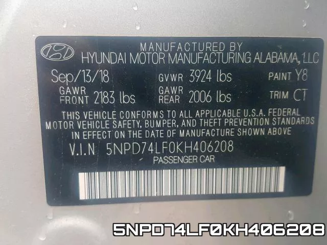 5NPD74LF0KH406208 фото 2