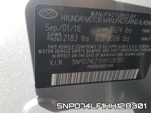 5NPD74LF1HH128301 фото 2