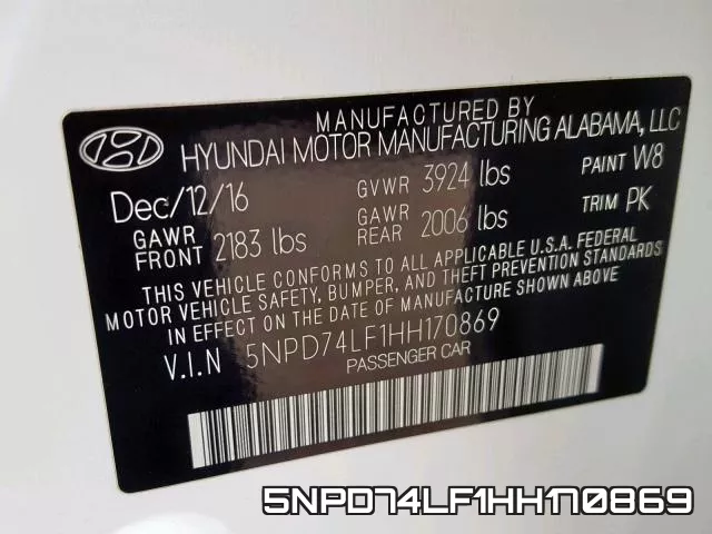 5NPD74LF1HH170869 фото 2