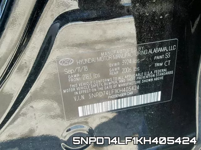 5NPD74LF1KH405424 фото 2