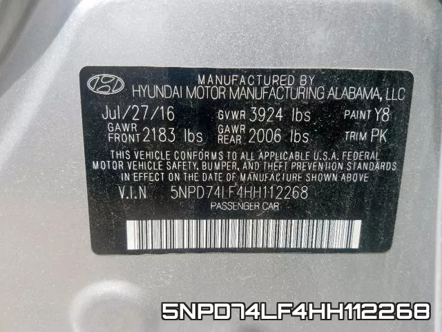 5NPD74LF4HH112268 фото 2