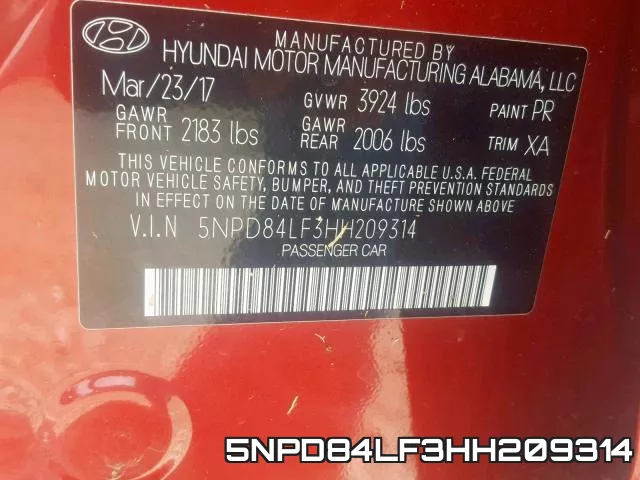 5NPD84LF3HH209314 фото 2