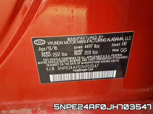 5NPE24AF0JH703547 фото 2