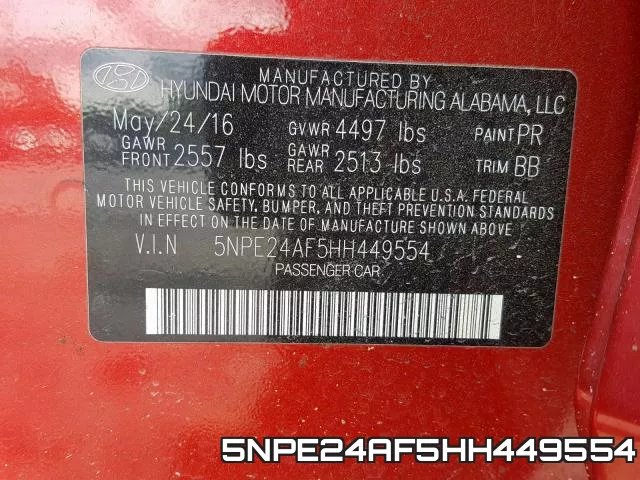 5NPE24AF5HH449554 фото 2