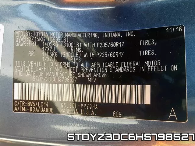 5TDYZ3DC6HS798527 фото 2