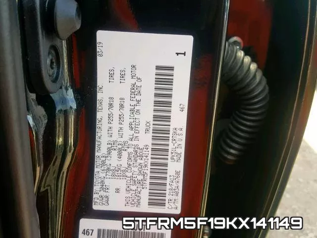 5TFRM5F19KX141149 фото 2