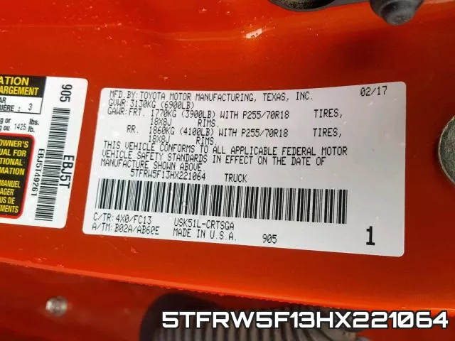 5TFRW5F13HX221064 фото 2