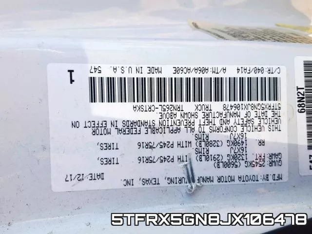 5TFRX5GN8JX106478 фото 2