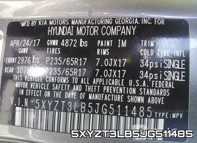 5XYZT3LB5JG511485 фото 10