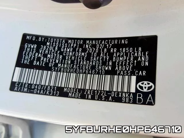 5YFBURHE0HP646710 фото 2
