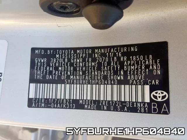 5YFBURHE1HP604840 фото 2