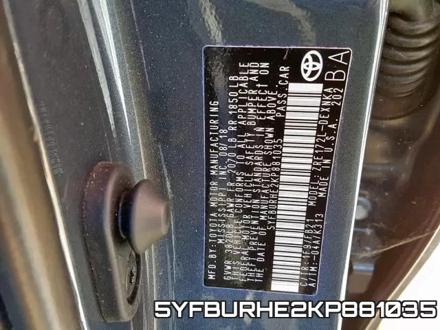 5YFBURHE2KP881035 фото 2