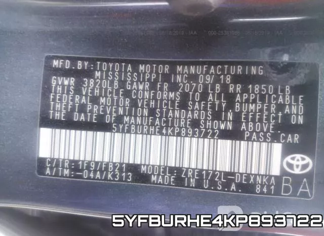 5YFBURHE4KP893722 фото 10
