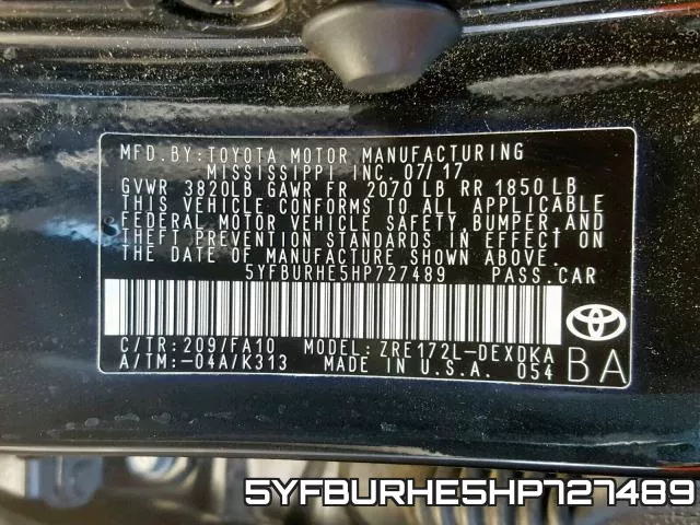 5YFBURHE5HP727489 фото 2