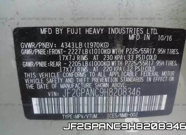 JF2GPANC9H8208346 фото 10