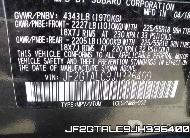 JF2GTALC9JH336400 фото 10