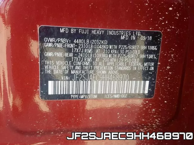 JF2SJAEC9HH468970 фото 2