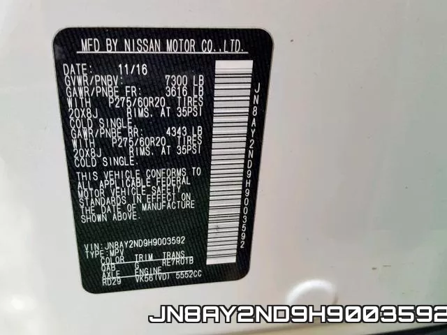 JN8AY2ND9H9003592 фото 2