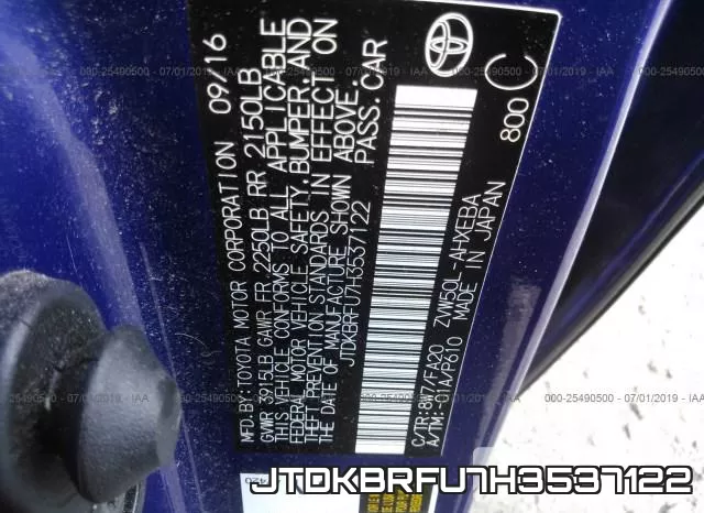 JTDKBRFU7H3537122 фото 10