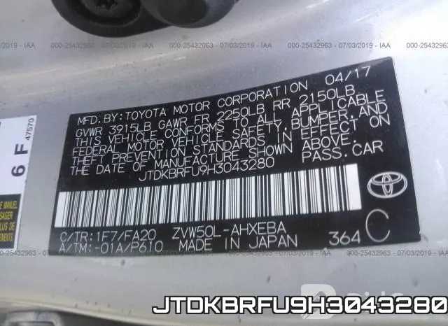 JTDKBRFU9H3043280 фото 10