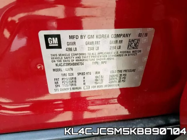 KL4CJCSM5KB890704 фото 2