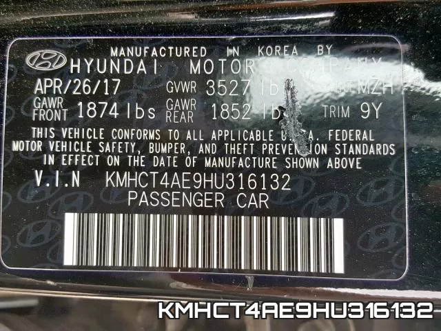 KMHCT4AE9HU316132 фото 2