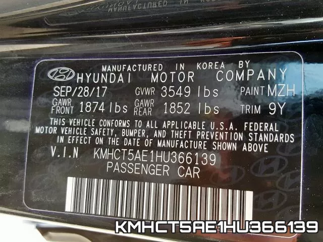 KMHCT5AE1HU366139 фото 2