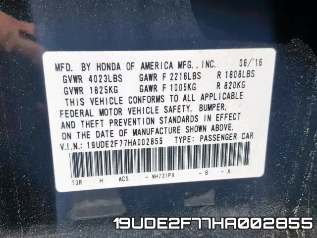 19UDE2F77HA002855 фото 2